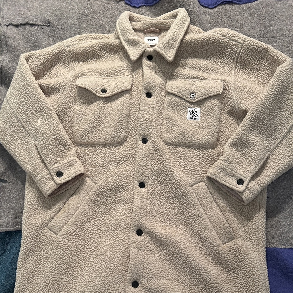 Obey Cream Sherpa Trucker Fleece